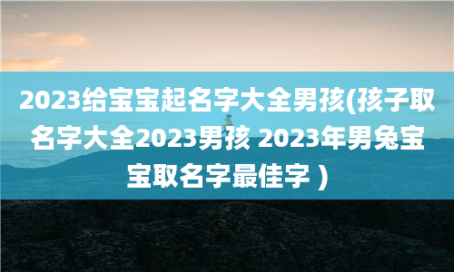 2023给宝宝起名字大全男孩(孩子取名字大全2023男孩 2023年男兔宝宝取名字最佳字 )