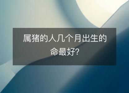 属猪的人几个月出生的命最好？