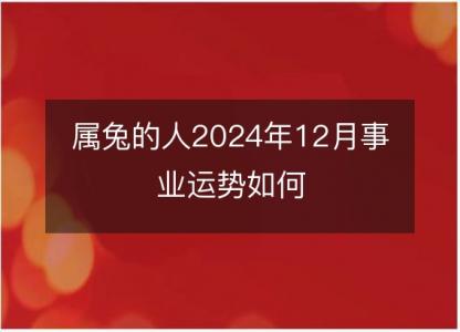 属兔的人2024年12月事业运势如何