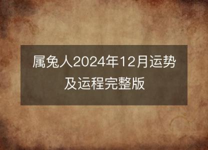 属兔人2024年12月运势及运程完整版