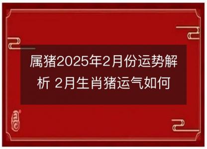 属猪2025年2月份运势解析 2月生肖猪运气如何