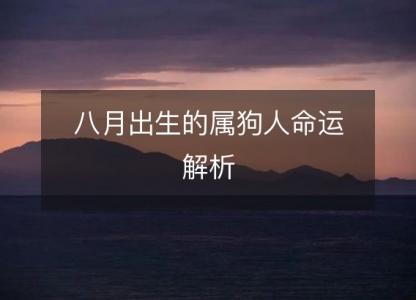 八月出生的属狗人命运解析