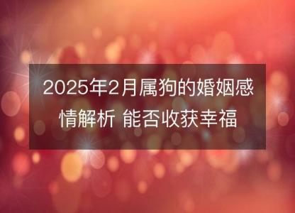 2025年2月属狗的婚姻感情解析 能否收获幸福