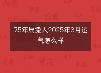 75年属兔人2025年3月运气怎么样