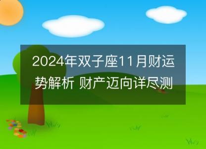 2024年双子座11月财运势解析 财产迈向详尽测算