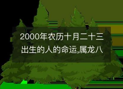 2000年农历十月<font color='red'>二十三</font>出生的人的命运,属龙八字五行 性格特点