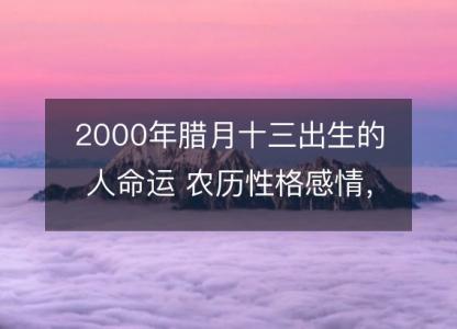 2000年腊月十三出生的人命运 农历性格感情，事业<font color='red'>财运</font>详解