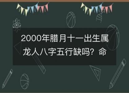 2000年腊月十一出生属龙人八字五行缺吗？命运、婚姻、性格、事业<font color='red'>财运</font>！