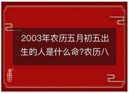 2003年农历五月初五出生的人是什么命?农历八字五行 事业<font color='red'>财运</font>分析