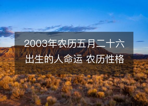 2003年农历五月二十六出生的人命运 农历性格感情，事业财运详解