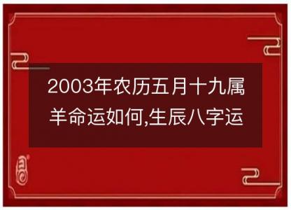 2003年农历五月十九属羊命运如何,生辰八字运势 五行查询