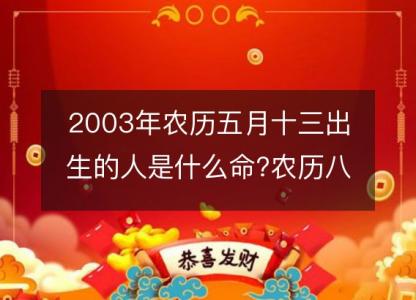 2003年农历五月十三出生的人是什么命?农历八字五行 事业<font color='red'>财运</font>分析