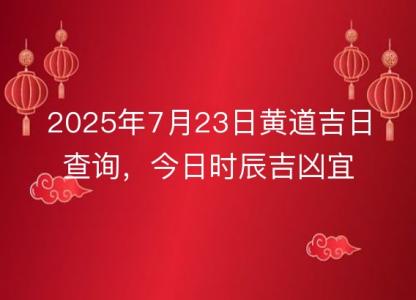 2025年7月23日<font color='red'>黄道吉日</font>查询，今日时辰吉凶宜忌速览